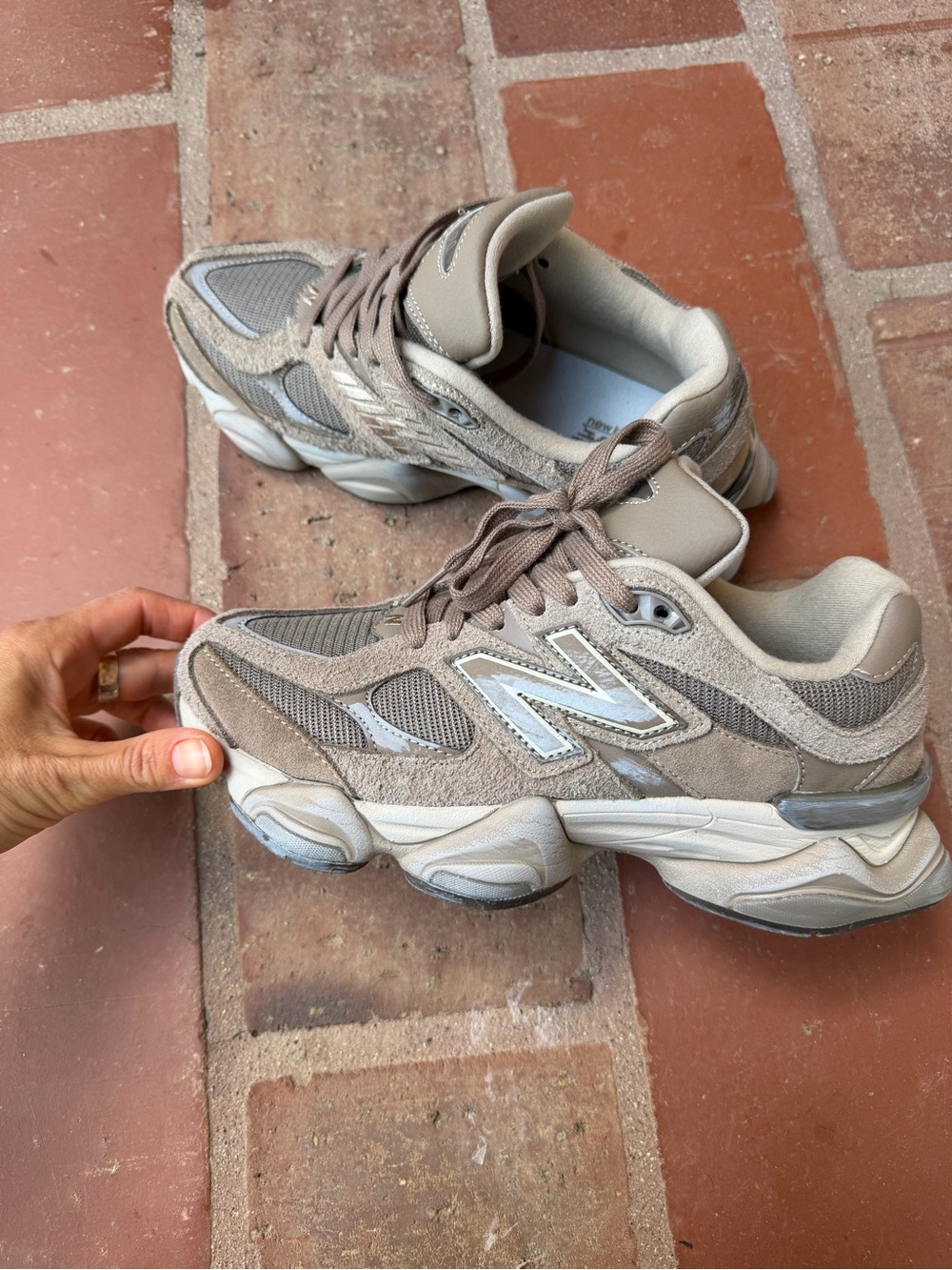 New Balance Women's Taupe Suede & Mesh Athletic Sneakers